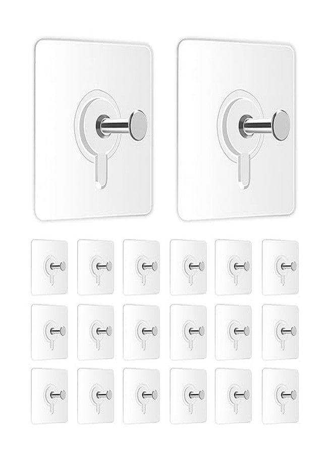 Swaze Wall Hooks, Self Adhesive Made in India (NOT China) Hooks, Heavy Duty Strong for Kitchen Accessories Items Stainless Steel, Sticky Nail Patch No Drilling (Photo Hook, Pack of 20) - Image 1